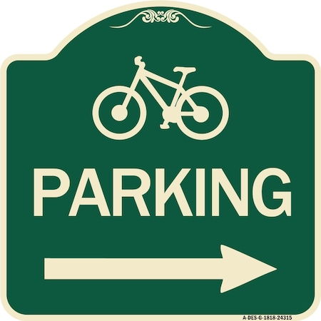 Signmission Bicycle Symbol Parking Right Arrow Heavy-Gauge Aluminum Architectural Sign, 18" x 18", G-1818-24315 A-DES-G-1818-24315
